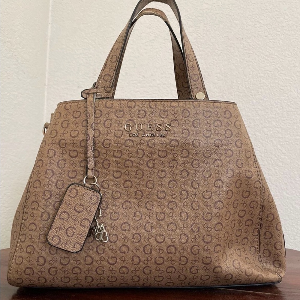 Brown Print Guess Purse - image 1